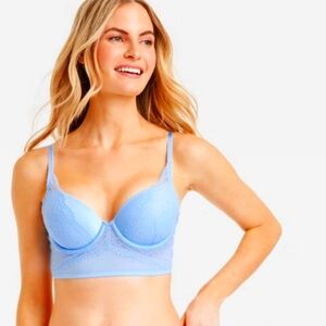 NEW Auden Baby Blue Soft 32A Bra Long Line Top Bra Demi Coverage Lined Target